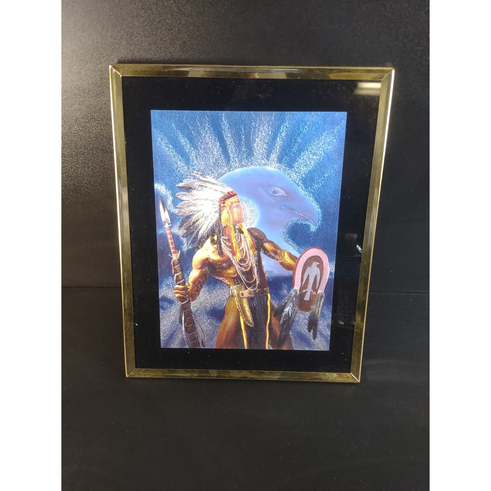 Vintage Foil Art Chief And Eagle Spirit
